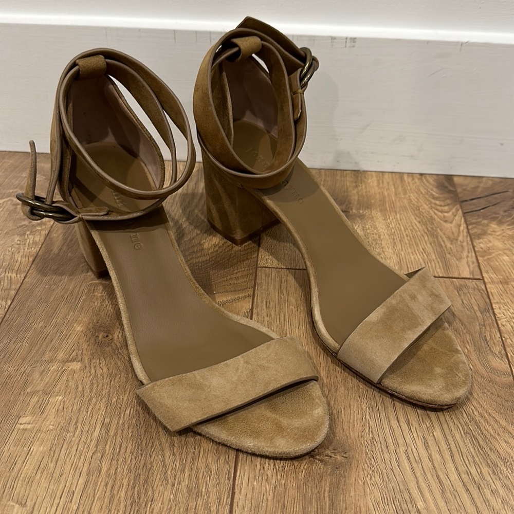Jenni Kayne dark Sand suede sandal heels 38 8
